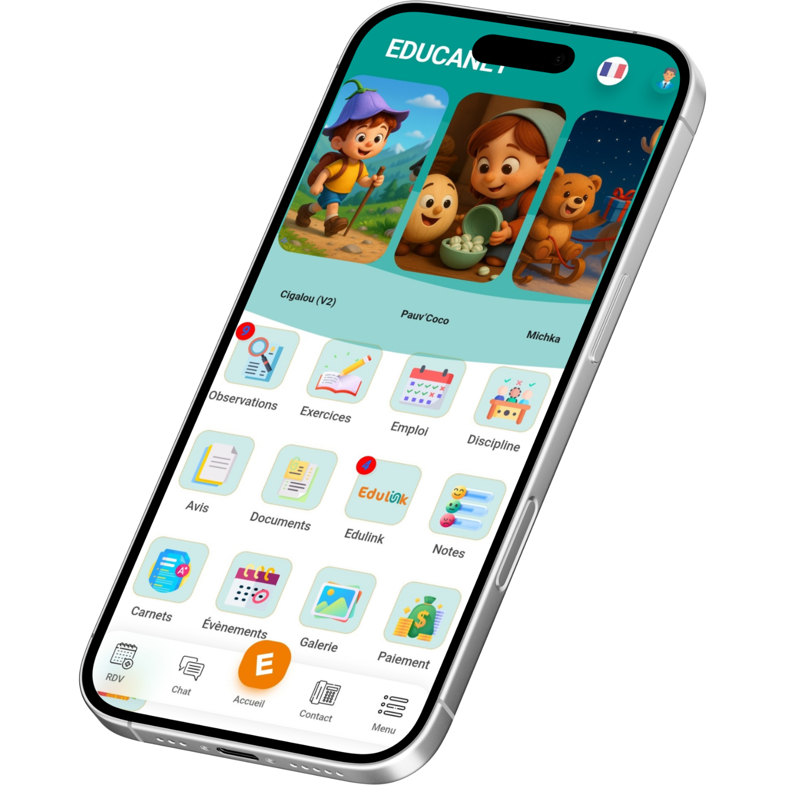 Application Educanet sur mobile